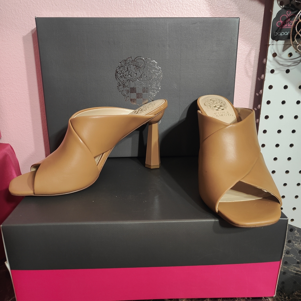 Vince Camuto Tan Mules with High Heel